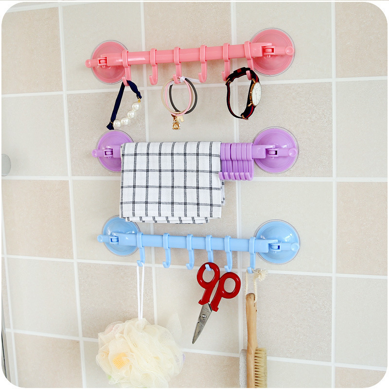 Bloquear ventosa Gancho de 6 piezas cocina baño fila para colgar en la pared Gancho gancho multiusos sin costuras sin clavos gancho de fila para el hogar