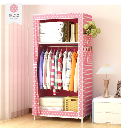 Simple wardrobe student dormitory single small wardrobe storage storage cabinet economical steel pipe thick cloth wardrobe