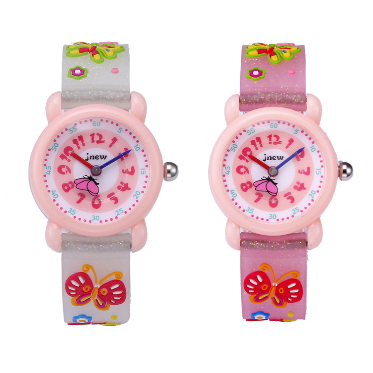 Factory wholesale butterfly cartoon cute waterproof quartz silicone jelly strap watch children's watch