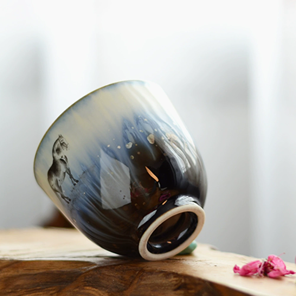 Синьчжэнь полный ручной ceramic ручная роспись коневод мастер чашка чайный набор владелец одна чашка 玖 玖