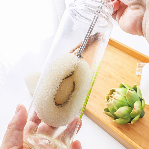Replaceable brush head cleaning cup brush long handle 360 ​​degree bottle brush household antibacterial bottle brush creative sponge brush