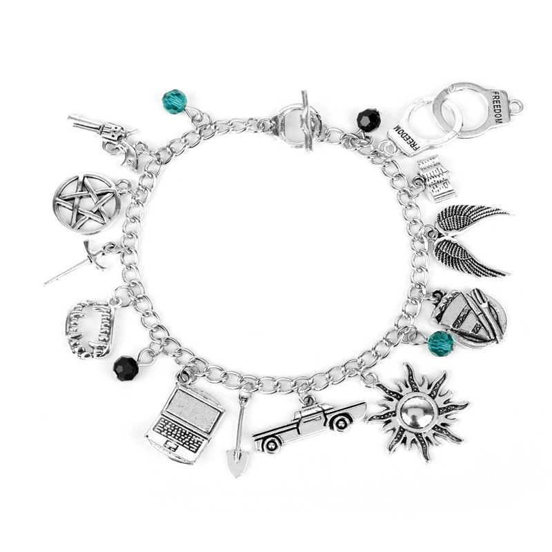 Foreign trade new European and American film and television supernatural evil power creative retro wings handcuffs tassel bracelet