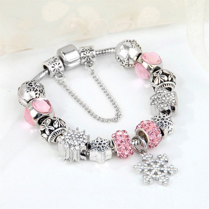 Braccialetti di perline natalizie, nuovi gioielli natalizi, braccialetti di perline con ciondolo a fiocco di neve creativo, gioielli da donna_voghion.com