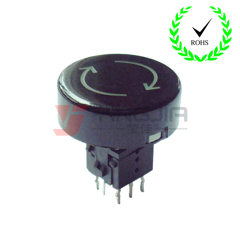 16*16黑色圆形柄旋转标识带灯轻触按键开关带光镭雕帽有光按钮