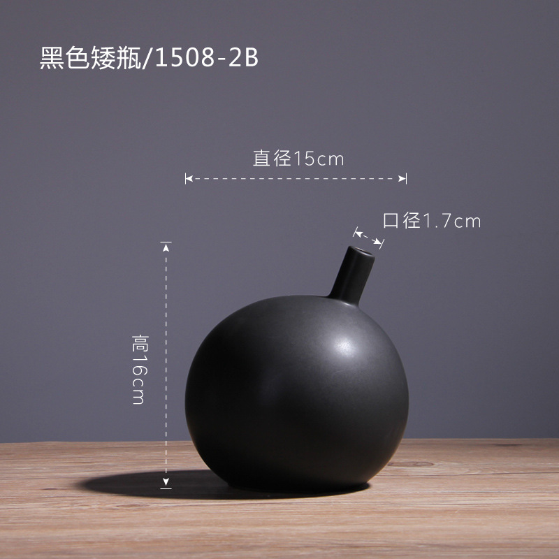 Estilo nórdico creativo redondo oblicuo de cerámica blanco y negro florero TV gabinete del vino decoración Decoración habitación modelo al por mayor