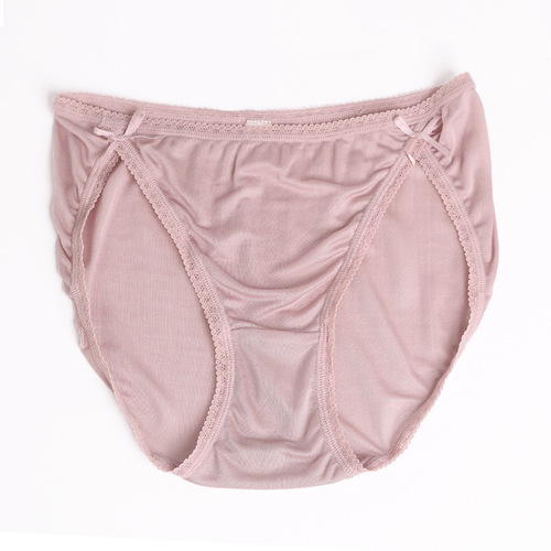 Mulberry silk knitted sexy seamless low-waist underwear women's thin silk breathable bow briefs new product