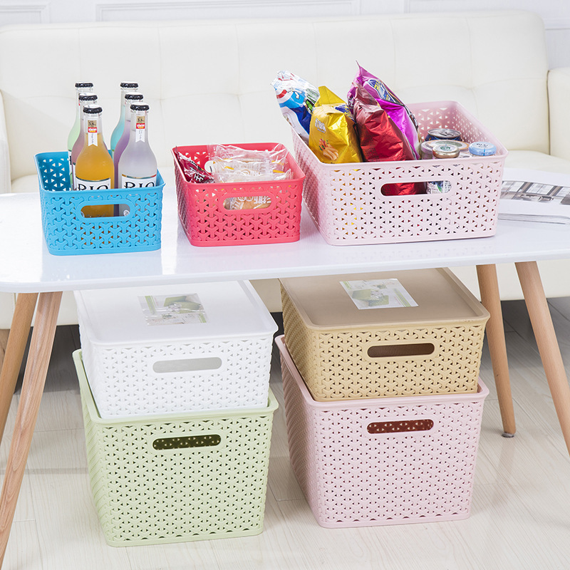 Plastic woven storage basket frame toy book kindergarten desktop storage basket snack storage box clothing storage box Plastic woven storage basket frame toy book kindergarten desktop storage basket snack storage box clothing storage box