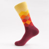 Spot cross -border men's middle socks color rhombus men's socks male cotton socks and socks wholesale