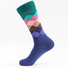 Spot cross -border men's middle socks color rhombus men's socks male cotton socks and socks wholesale
