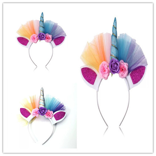 Moda creativa pony diadema unicornio partido princesa Halloween carnaval niña tocado al por mayor