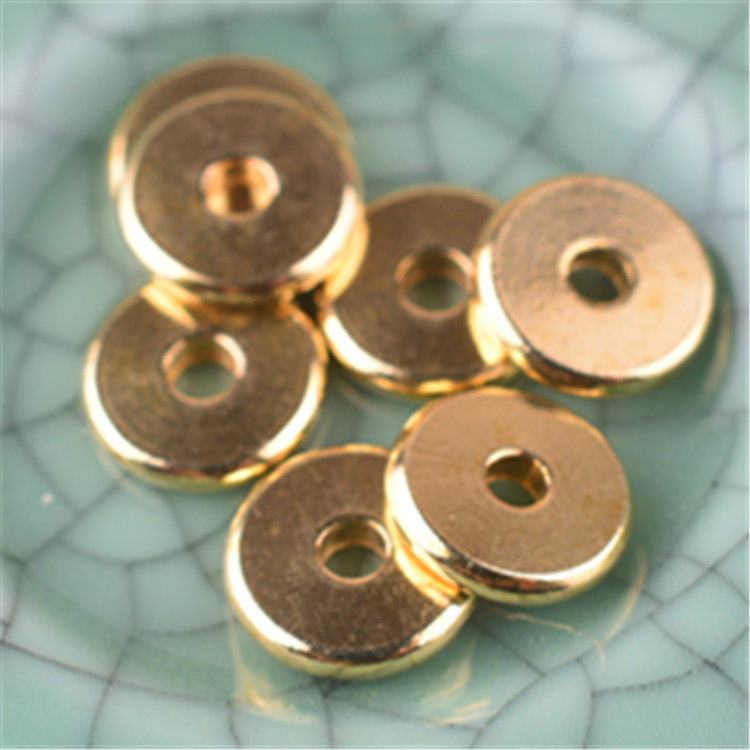实心黄铜隔珠手串隔片diy文玩配珠垫片车轮不掉色藏饰品纯铜素面