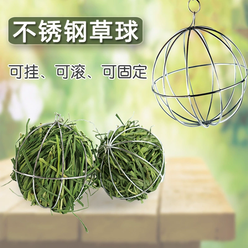 Производитель поставляет подставку для мячей из травы для животных диаметром 8 см, подставка для мячей из проволоки, подходящая для кроликов, шиншилл, морских свинок и клеток для кроликов.