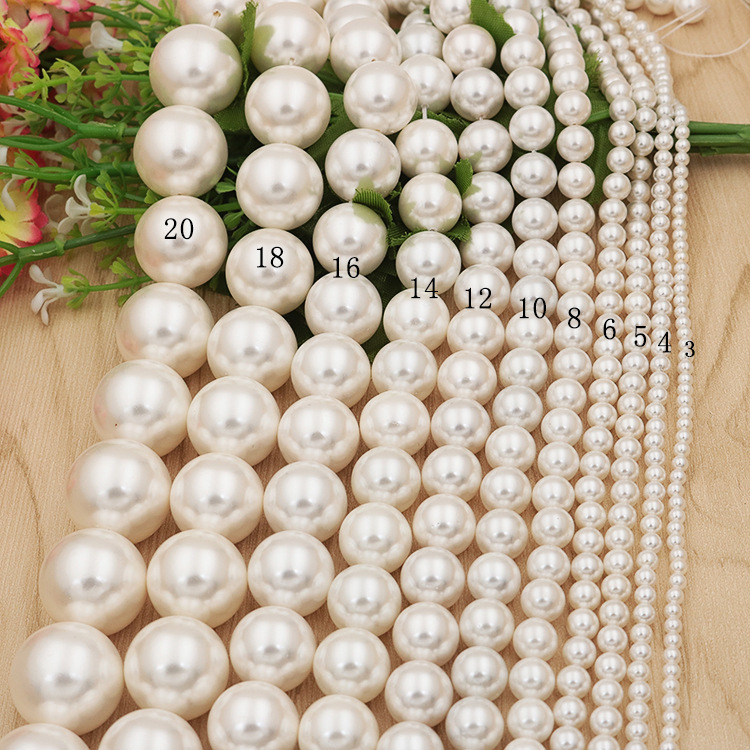 High-Quality South Sea Imitation Shell Pearls, Full-Hole 3-20mm White Shell Beads, Loose Beads Wholesale, Handmade Jewelry Accessories