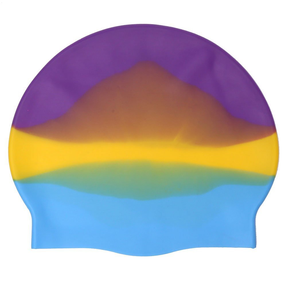 Gorro de baño de silicona suave a juego de color degradado al por mayor de fábrica Gorro de baño para niños y adolescentes de 4 a 12 años Amazon transfronterizo