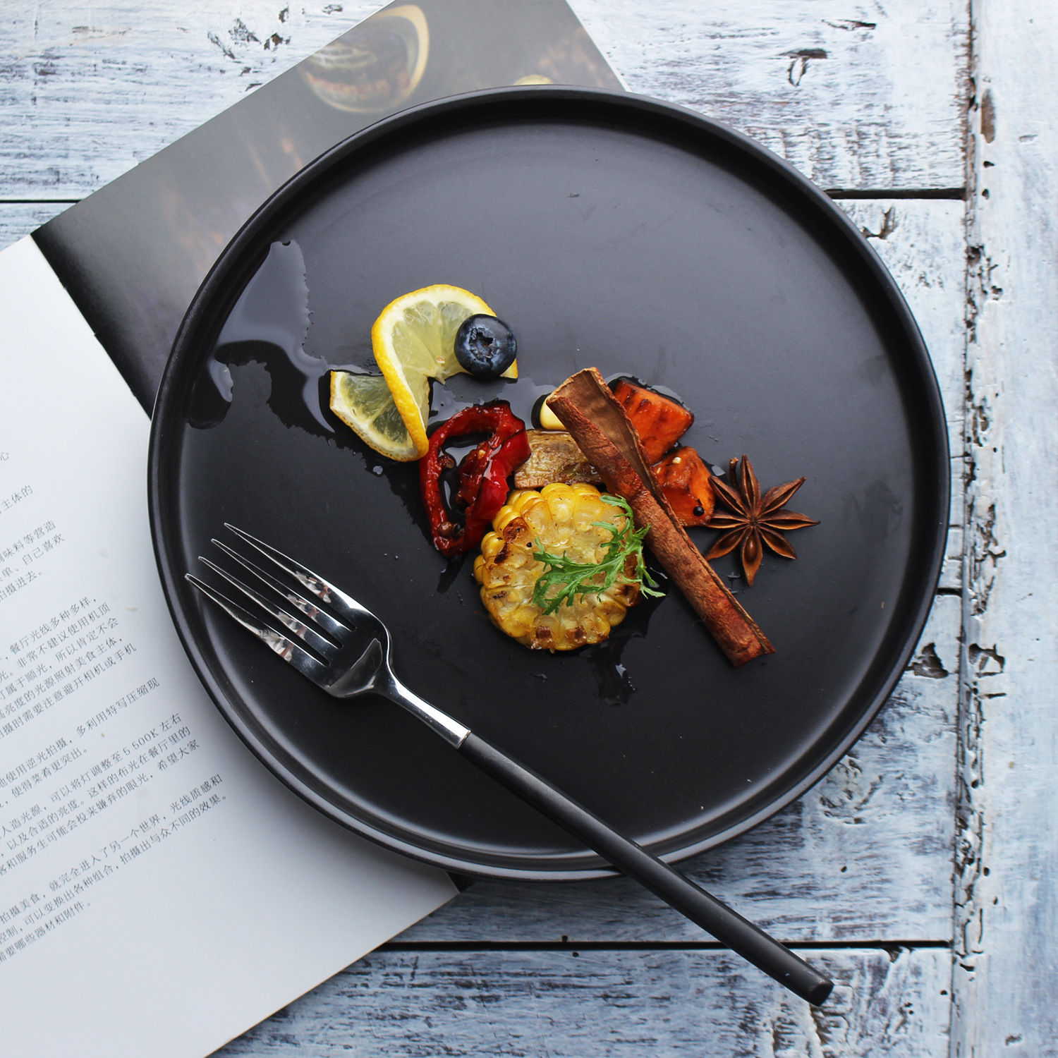 Placa occidental mesa de escritorio decoración vajilla creativo antiguo disco de cerámica placa plana Placa de carne Placa de fruta Placa de porcelana de 8 pulgadas