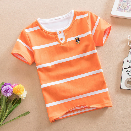 Barabala Kids' Clothing: Summer Collection – Trendy Korean-style Striped Short-Sleeve T-Shirts for Boys and Girls