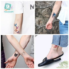 跨境防水一次性小清新紋身貼ins風 個性彩色蝴蝶結紋身貼紙批發