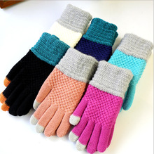 新款提花手套秋冬纯色保暖触屏触摸屏可爱魔术手套 手套批发