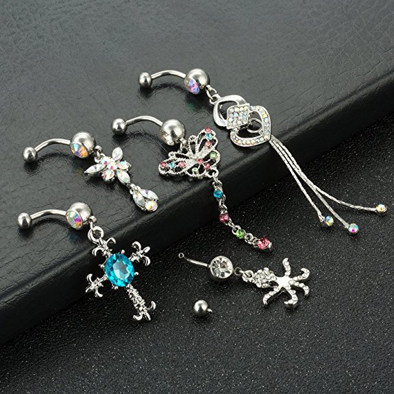 Set with bow, belly button piercing, wish, Amazon