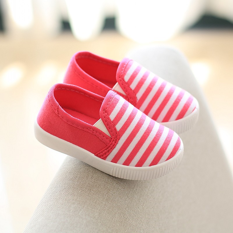 Running baby spring and autumn new children's low-top canvas shoes striped pedal soft bottom factory direct batch 18-23