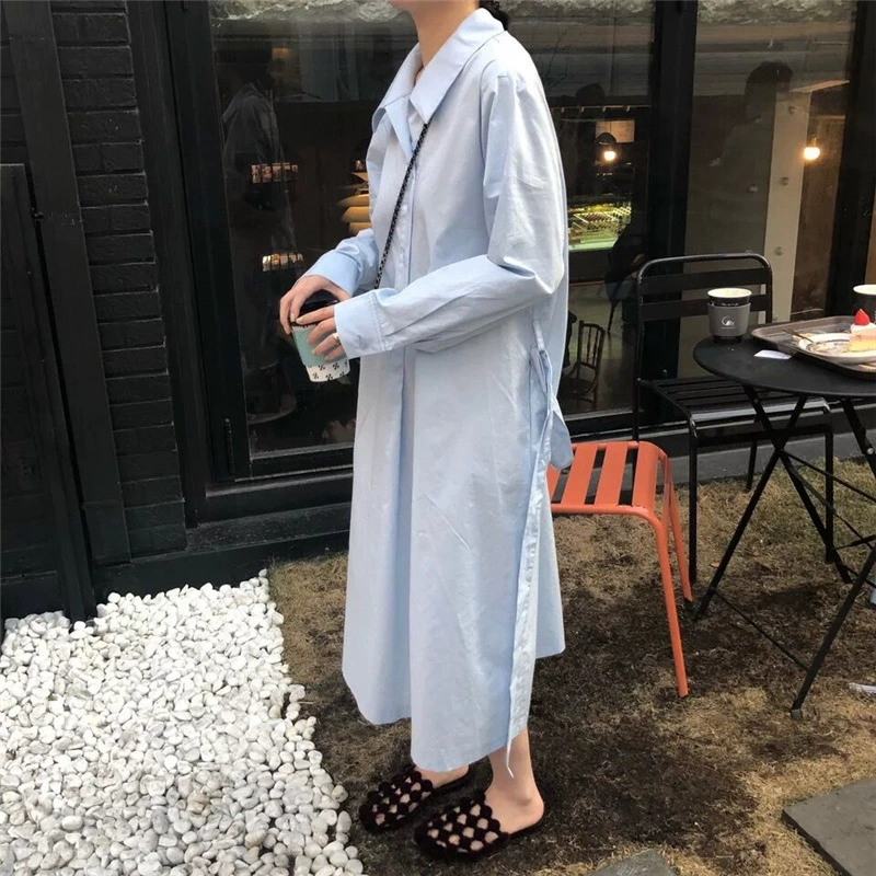 Супер Белый Ленивый Спинки Длинное Платье Рубашки