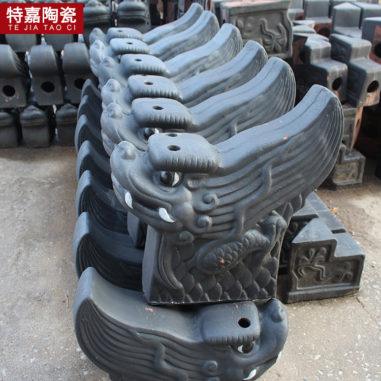宜兴琉璃瓦 仿古屋脊 戗脊 仿古建筑瓦走兽  垂兽 二戗脊厂家供应