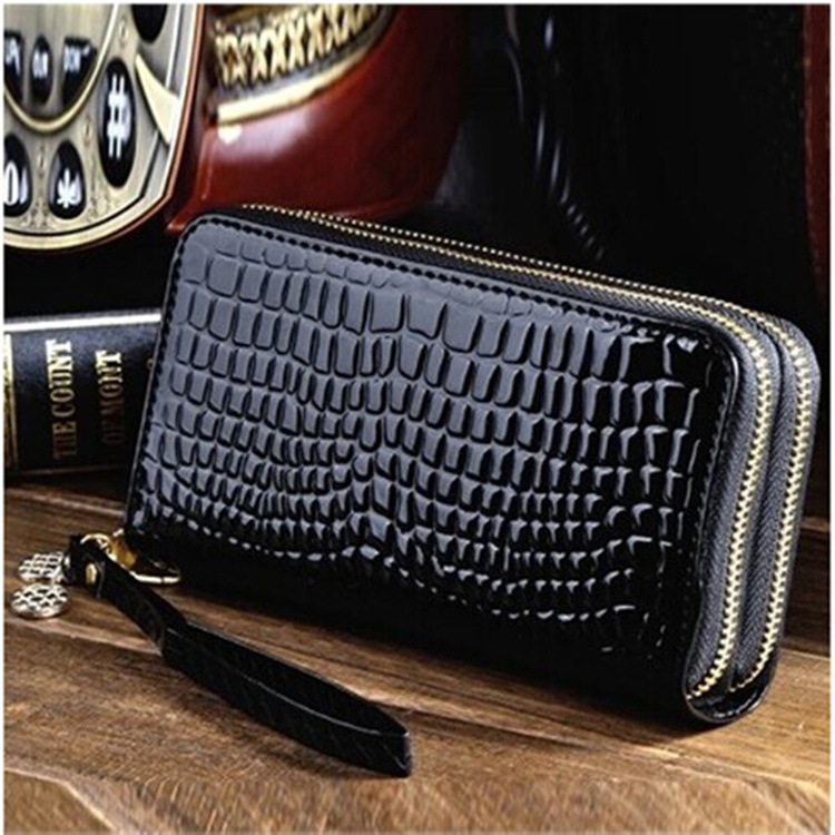Qiman Shi Wallet New Korean Style Double Zipper Women's Large Capacity Long Wallet Patent Leather Coin Mobile Phone Clutch Qiman Shi Wallet New Korean Style Double Zipper Women's Large Capacity Long Wallet Patent Leather Coin Mobile Phone Clutch