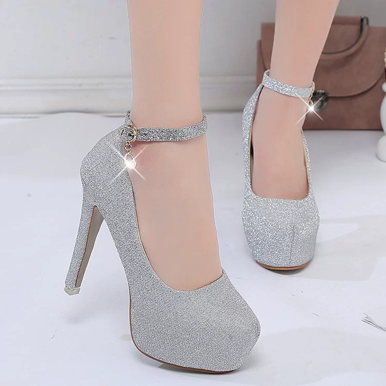 Женские туфли с круглым носком, сексуальные туфли на шпильке, неглубокие туфли-лодочки, водонепроницаемая платформа, женские туфли в корейском стиле с пряжкой, свадебные туфли, увеличивающие рост и стройнящие.