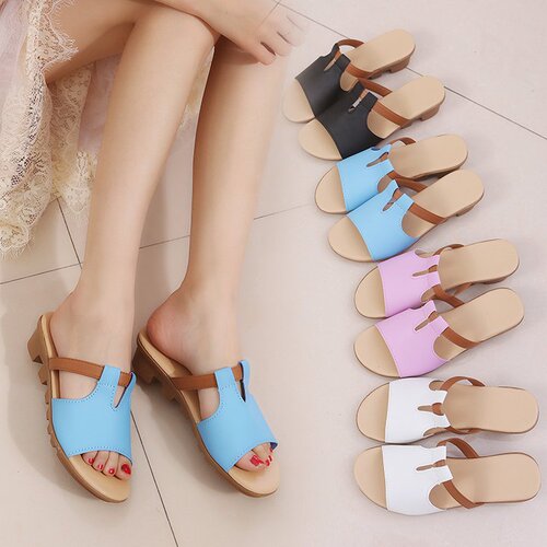 Korean-style fashionable women's shoes wedge sandals, women's summer comfortable thick-soled high-heeled one-piece sandals with rubber soft soles