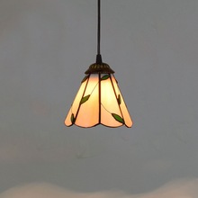 6寸欧琈蒂凡尼彩色玻璃餐厅吧台吊灯美式复古酒店树叶艺术琉璃灯