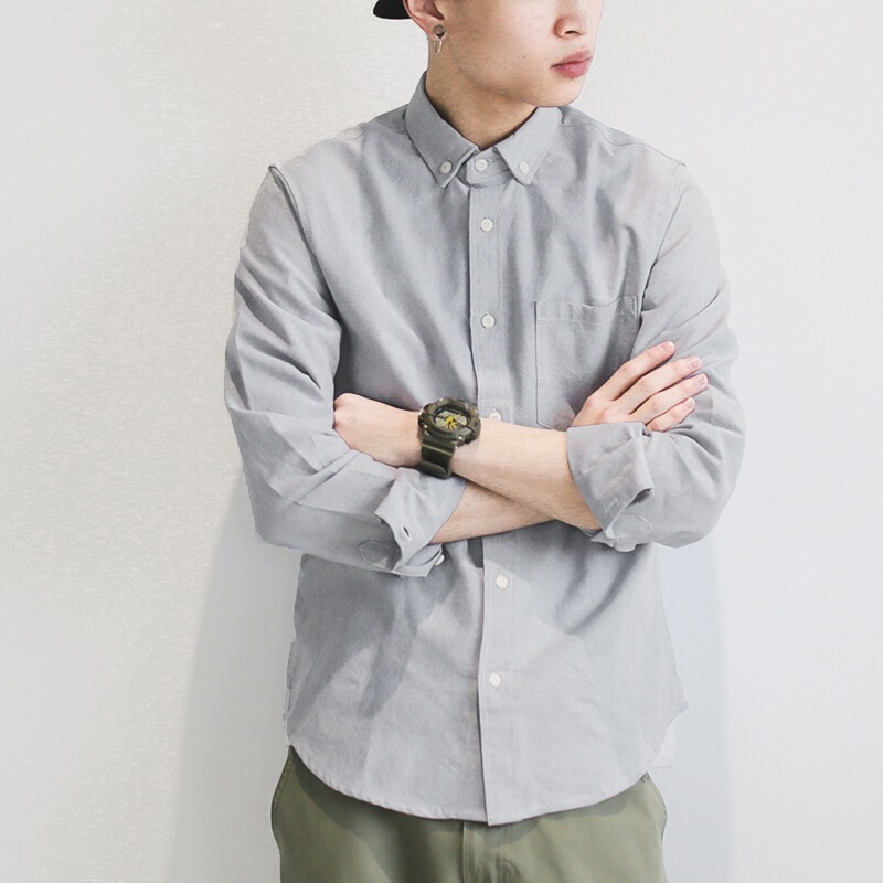 Spring Shirt Men's Long-sleeved Thin White Casual Korean Fashionable Solid Color Slim-fit Base Shirt Jacket for Young Students Men