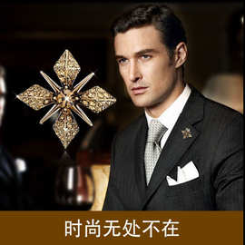 时尚男士胸针胸花复古十字架领针衬衫领扣英伦领夹西服徽章别针潮