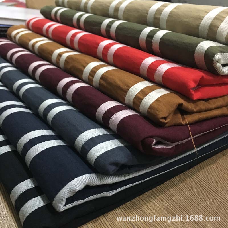 春夏新款国风条子棉布服装面料2公分双横条3公分间距工作服汉服