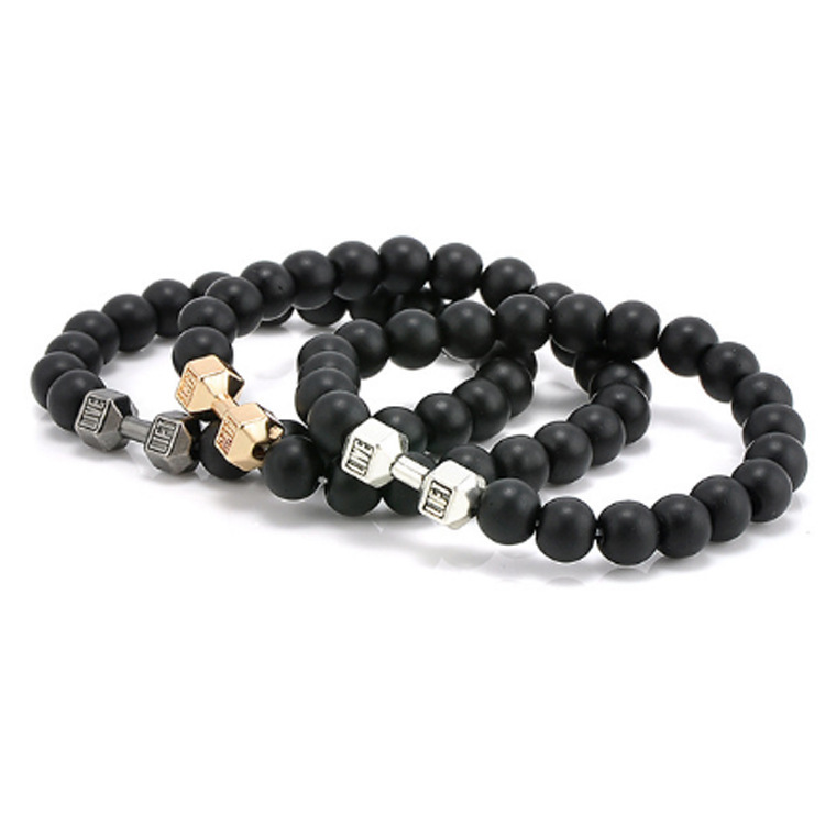 Aliexpress Hot Selling Volcanic Stone Beaded Bracelet Metal Dumbbell Buddha Bead Bracelet Bead Jewelry Fashion Bracelet