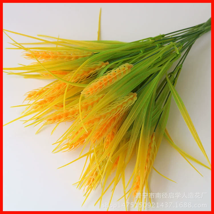 Оптовая симуляция пластиковых цветов луч Луч 7 ложных цветочных забор украшения поддельные рисовые уха пшеничный шип реквизит для стрельбы