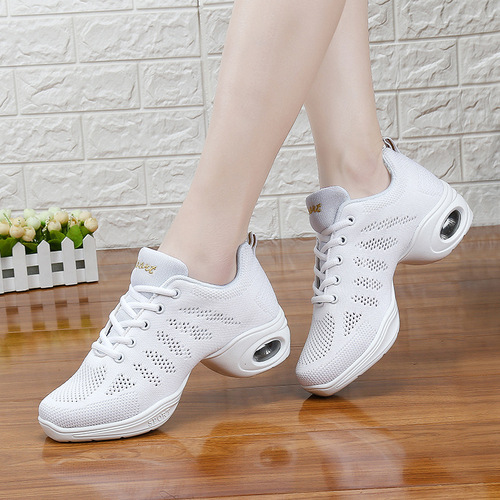 Modern Jazz Sailor Dance Shoes for Women Adult Square Dance Shoes Soft Sole Flyknit Mesh Dance Shoes Spring and Summer 727