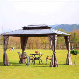 3*4M双顶阳光篷庭院铝柱弧形镀锌棚户外景观亭别墅遮阳帐篷新款