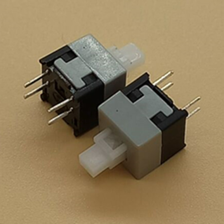 供应8.5*8.5自锁无锁开关双排四脚六脚方头白色蓝色开关