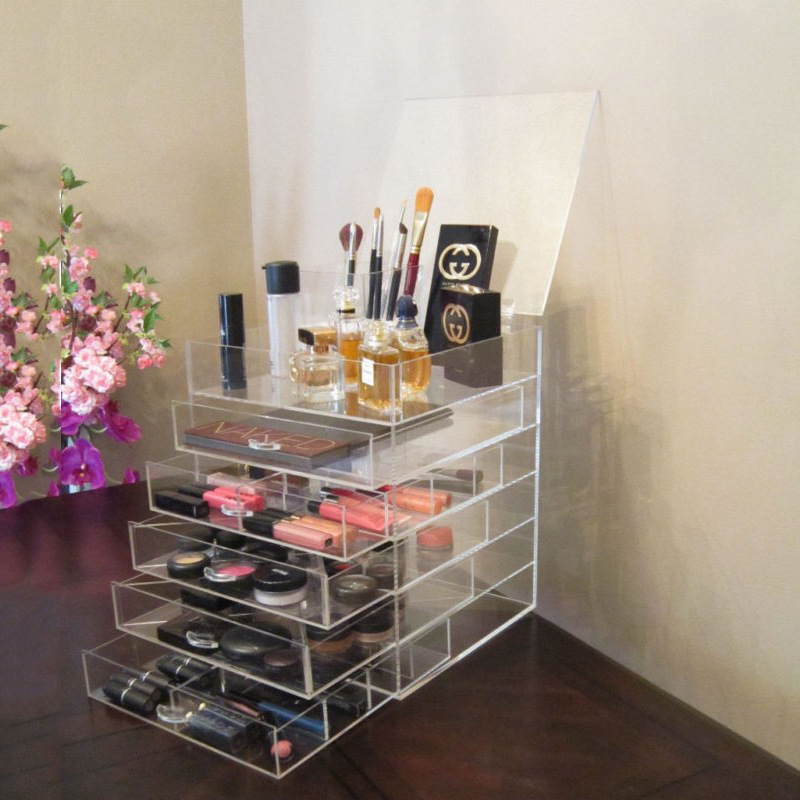 亚克力6层抽屉柜 有机玻璃化妆品6层收纳柜 透明柜筒 定做加工