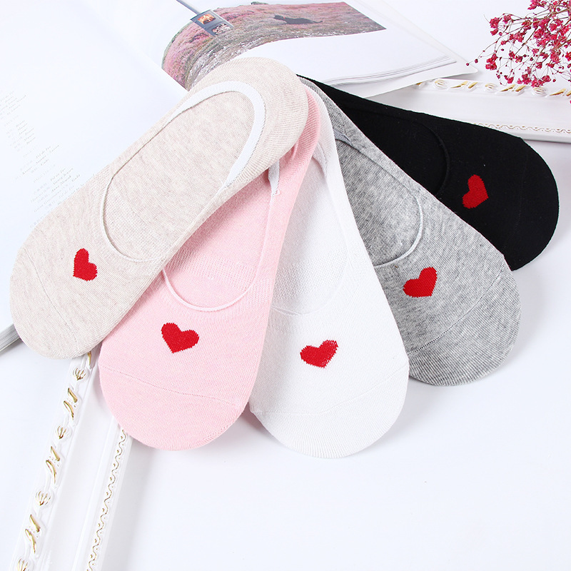 Socks Spring and Summer New Shallow Mouth Boat Socks Women's Korean Version Anti-Slip Love Invisible Socks 200 Needle Cotton Women's Socks Manufacturer Socks Spring and Summer New Shallow Mouth Boat Socks Women's Korean Version Anti-Slip Love Invisible Socks 200 Needle Cotton Women's Socks Manufacturer