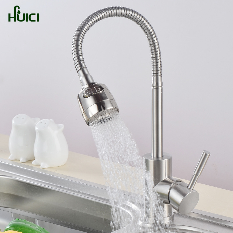 Hui porcelain 304 stainless steel kitchen faucet hot and cold dish washing basin color universal sink faucet rotatable faucet