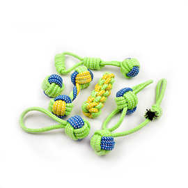 亚马逊宠物棉绳玩具 磨牙洁齿多彩绳结狗狗玩具组合套装批发