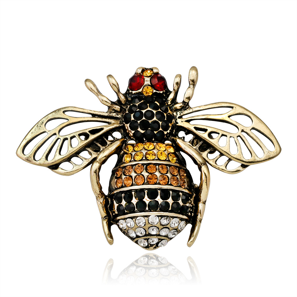 Brooch Animal Fashion European and American Alloy Diamond Bees Brooch Insect Series Women's Corsage Spot