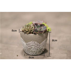 欧式复古蕾丝水泥手压多肉植物花盆浮雕底部蕾丝