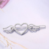 Hairgrip with bow, metal hair accessory heart-shaped, Korean style