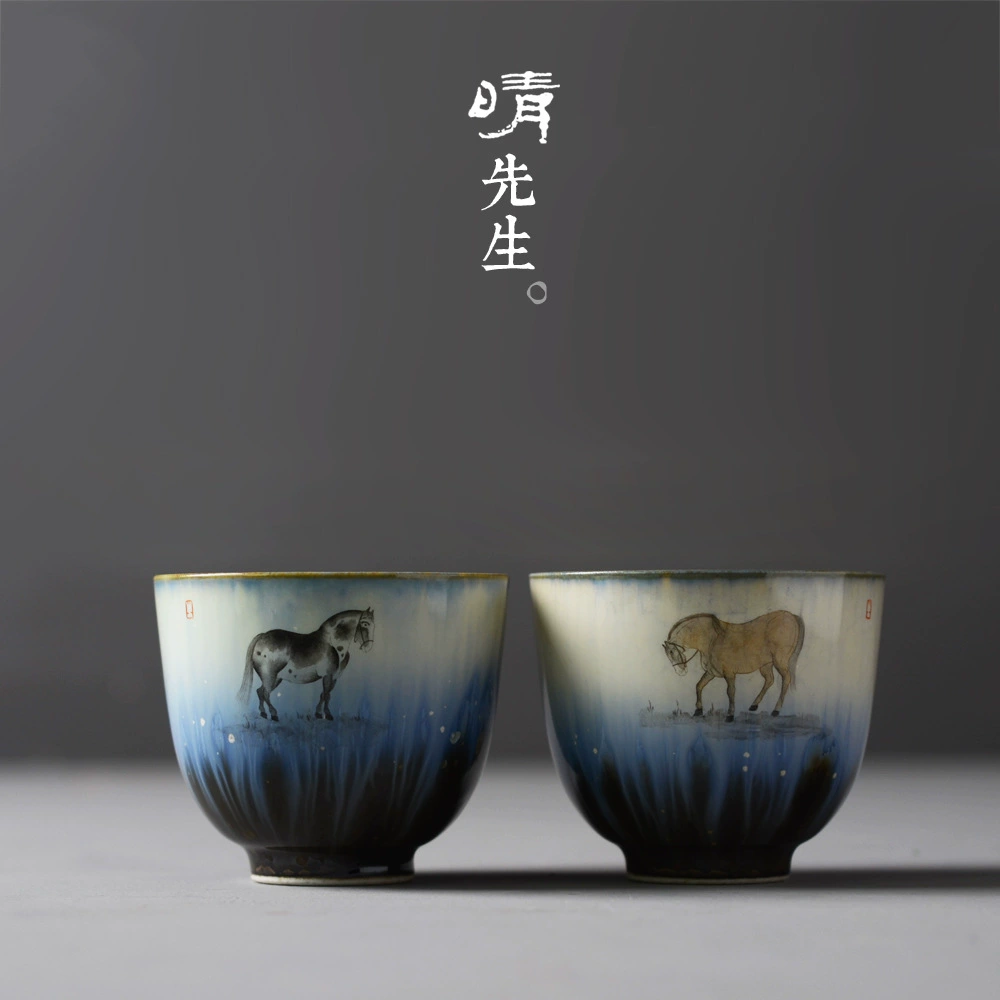 Синьчжэнь полный ручной ceramic ручная роспись коневод мастер чашка чайный набор владелец одна чашка 玖 玖