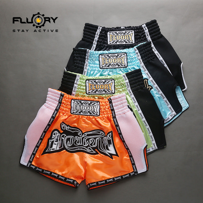 FLUORY2018 New Thai boxing shorts men and women wholesale multi-color fight fighting shorts Sanda pants manufacturer