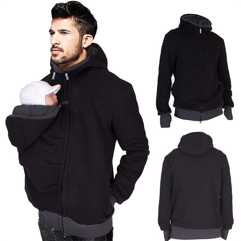 Wish Amazon Aliexpress Multifunctional Dad Kangaroo Sweatshirt Autumn and Winter Men's Sweatshirt Jacket Ready in Stock