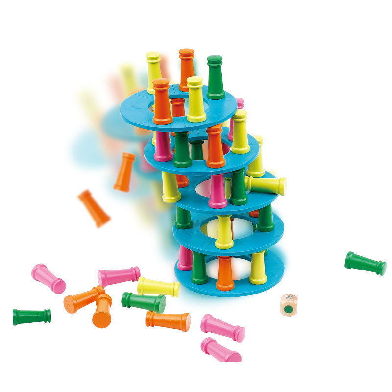 Pizza de madera Torre Inclinada apilados bloques de construcción alta volando ajedrez niños inteligencia desarrollo educación temprana juguetes madera