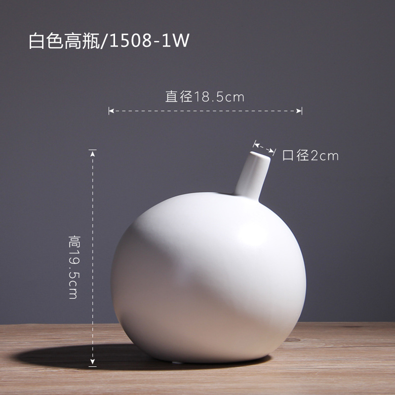 Estilo nórdico creativo redondo oblicuo de cerámica blanco y negro florero TV gabinete del vino decoración Decoración habitación modelo al por mayor